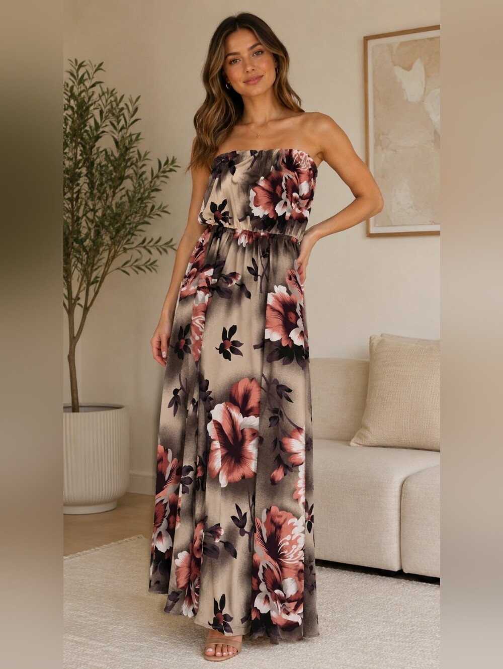 ✨️Strapless Floral Maxi Dress ✨️